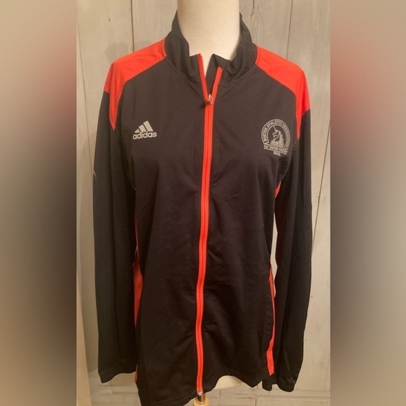 Adidas '12 BOSTON MARATHON Black/Red RUNNING WINDBREAKER‎ Gym Jacket Coat… - Picture 1 of 5